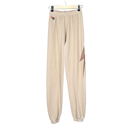 AVIATOR NATION Bolt Relaxed Crew Sweatpants in Sand // Mocha - Picture 5 of 12